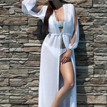 Model Lili - Bílá | dlouhé bílé letní plážové šaty na plavky | Beach Swan