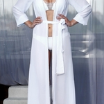 Model Naomi - Bílá | dlouhé bílé letní plážové šaty s kapucí na plavky| Beach Swan