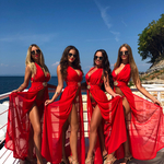 Model Afrodité - Červená | dlouhé červené letní plážové kimono přes plavky | Beach Swan