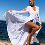 Model Queen - Bílá | dlouhé bílé letní plážové šaty na plavky | Beach Swan