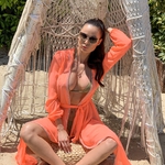Model Naomi - Lososová | dlouhé lososové letní plážové šaty s kapucí na plavky| Beach Swan