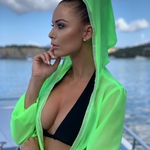 Model Naomi - neonová | dlouhé neonové letní plážové šaty s kapucí na plavky| Beach Swan