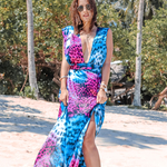 Model Paris - fialová | dlouhé fialové letní plážové šaty a přehoz na plavky | Beach Swan