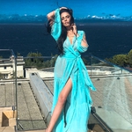 Model Queen - Tyrkysově modrá | dlouhé tyrkysově modré letní plážové šaty na plavky | Beach Swan