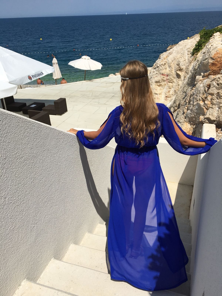Model Princess - Modrá | dlouhé modré letní plážové šaty na plavky | Beach Swan