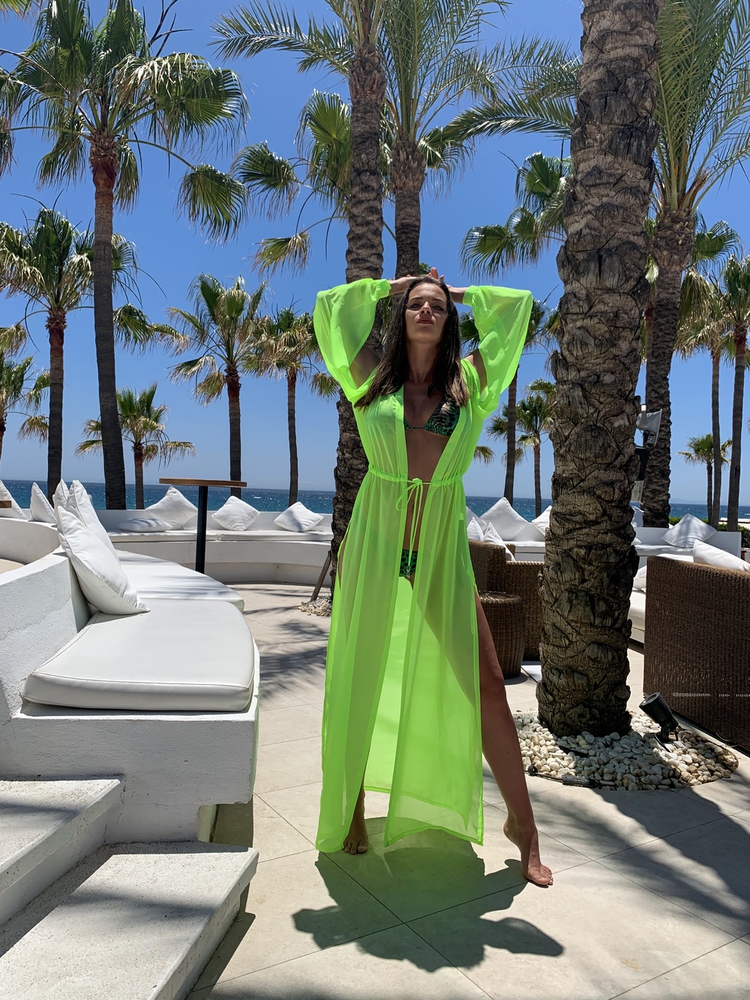 Model Princess - Neon | dlouhé neonové letní plážové šaty na plavky | Beach Swan